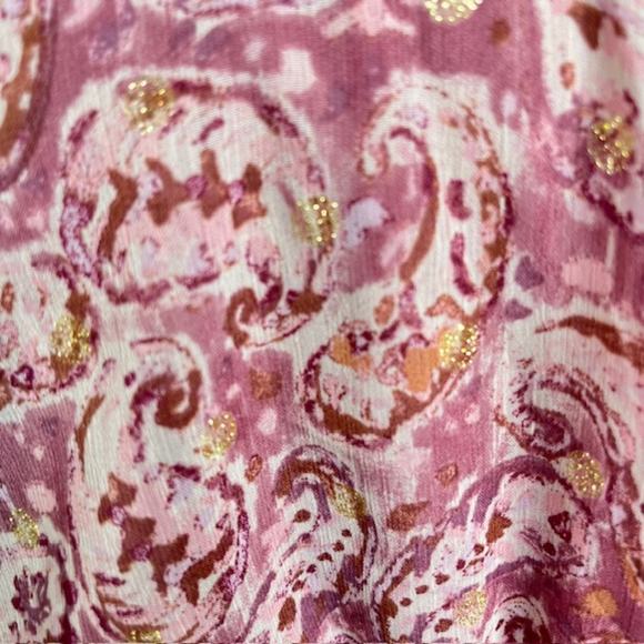 Aqua Pink Metallic Chiffon Paisley Ruffle Mini Dress Size Large - Picture 5 of 16